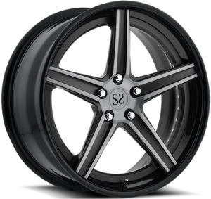 Fényes fekete megmunkált 2PC kovácsolt kerék