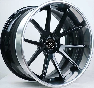 19 hüvelykes lépcsőzetes szélességű fényes fekete és polírozott ajak 3 részes kovácsolt kerekek 2008-as Audi S5-höz